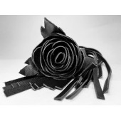 Черная кожаная плеть с розой в рукояти - 40 см. - БДСМ Арсенал - купить с доставкой в Пензе
