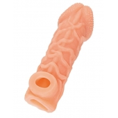 Телесная закрытая насадка с венками Cock Sleeve Size S - 13,8 см. - KOKOS - в Пензе купить с доставкой