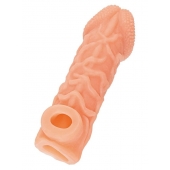 Телесная закрытая насадка с венками Cock Sleeve Size L - 17,6 см. - KOKOS - в Пензе купить с доставкой