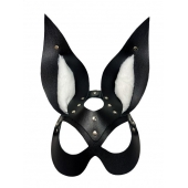 Черная маска зайки с белым мехом на ушках Miss Bunny - БДСМ Арсенал - купить с доставкой в Пензе