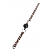 Черный кляп-шар на леопардовых ремешках Anonymo - ToyFa - купить с доставкой в Пензе