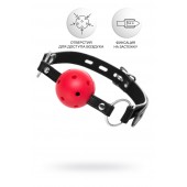 Красный кляп-шар на черных ремешках - ToyFa - купить с доставкой в Пензе