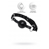 Черный кляп-шар на кожаных ремешках Anonymo - ToyFa - купить с доставкой в Пензе