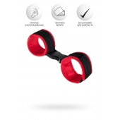 Красно-черные велюровые наручники Anonymo - ToyFa - купить с доставкой в Пензе