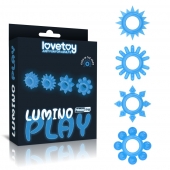 Набор из 4 голубых, светящихся в темноте эрекционных колец Lumino Play - Lovetoy - в Пензе купить с доставкой
