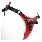 Красно-черный женский пояс с 2 способами крепления насадок - LOVETOY (А-Полимер) - купить с доставкой в Пензе