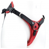 Красно-черный женский пояс с 2 способами крепления насадок - LOVETOY (А-Полимер) - купить с доставкой в Пензе