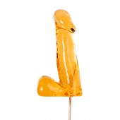 Оранжевый леденец в форме пениса со вкусом аморетто - Sosuчki - купить с доставкой в Пензе