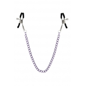 Зажимы для сосков с фиолетовой цепочкой Sweet Caress Nipple Chain - Sweet Caress - купить с доставкой в Пензе
