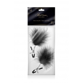 Зажимы на соски с черными пуховыми кисточками Sweet Caress Feather Nipple Clumps - Sweet Caress - купить с доставкой в Пензе