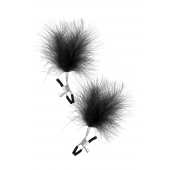 Зажимы на соски с черными пуховыми кисточками Sweet Caress Feather Nipple Clumps - Sweet Caress - купить с доставкой в Пензе