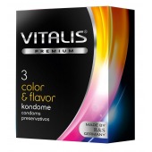 Цветные ароматизированные презервативы VITALIS PREMIUM color   flavor - 3 шт. - Vitalis - купить с доставкой в Пензе