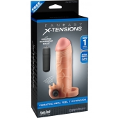 Телесная вибронасадка с кольцом  Vibrating Real Feel 1 Extension - 14 см. - Pipedream - в Пензе купить с доставкой