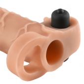 Телесная вибронасадка с кольцом Vibrating Real Feel 2 Extension - 16 см. - Pipedream - в Пензе купить с доставкой