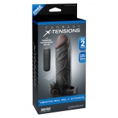 Чёрная вибронасадка с кольцом Vibrating Real Feel 2 Extension - 16 см. - Pipedream - в Пензе купить с доставкой