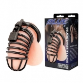 Черная металлическая клетка с замком Deluxe Chastity Cage - BlueLine - купить с доставкой в Пензе