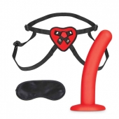 Красный поясной фаллоимитатор Red Heart Strap on Harness   5in Dildo Set - 12,25 см. - Lux Fetish - купить с доставкой в Пензе