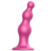 Розовая насадка Strap-On-Me Dildo Plug Beads size S - Strap-on-me - купить с доставкой в Пензе