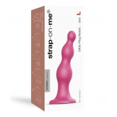 Розовая насадка Strap-On-Me Dildo Plug Beads size L - Strap-on-me - купить с доставкой в Пензе