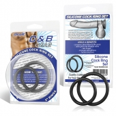 Набор из двух черных силиконовых колец разного диаметра SILICONE COCK RING SET - BlueLine - в Пензе купить с доставкой
