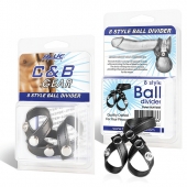 Разделитель мошонки из искусственной кожи на клепках 8 STYLE BALL DIVIDER - BlueLine - купить с доставкой в Пензе