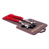 Металлические зажимы на соски с красными замшевыми кисточками - Crazy Handmade - купить с доставкой в Пензе