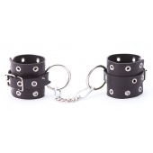 Черные кожаные наручники с люверсами - Crazy Handmade - купить с доставкой в Пензе