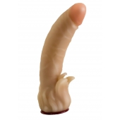 Телесная гелевая насадка-фаллос с клиторальными лепестками - 18,5 см. - LOVETOY (А-Полимер) - купить с доставкой в Пензе