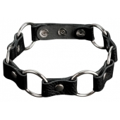 Кожаный черный ошейник с кольцами - Sitabella - купить с доставкой в Пензе