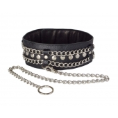 Чёрный ошейник с цепочками и поводком - Sitabella - купить с доставкой в Пензе