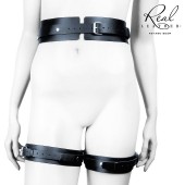 Черный кожаный пояс с гартерами - S-M - Notabu - купить с доставкой в Пензе