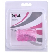 Розовая рельефная насадка на пенис - Toyfa Basic - в Пензе купить с доставкой