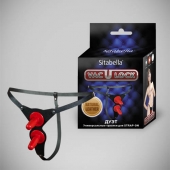 Чёрные кожаные трусики с двумя штырьками для насадок - Sitabella - купить с доставкой в Пензе