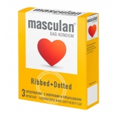 Презервативы с колечками и пупырышками Masculan Ribbed+Dotted - 3 шт. - Masculan - купить с доставкой в Пензе