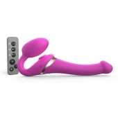 Ярко-розовый безремневой страпон Multi Orgasm Size S с клиторальной стимуляцией - Strap-on-me - купить с доставкой в Пензе