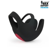 Черная вибронасадка на пенис и мошонку Sex Expert - Sex Expert - в Пензе купить с доставкой