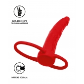 Красная насадка на пенис для двойного проникновения Black Red - 16,5 см. - ToyFa - купить с доставкой в Пензе