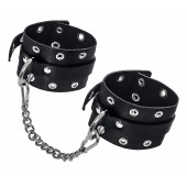 Черные кожаные однослойные оковы с люверсами - Pecado - купить с доставкой в Пензе