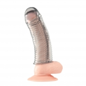 Текстурированная насадка на пенис Clear Textured Penis Enhancing Sleeve Extension - 16,5 см. - BlueLine - в Пензе купить с доставкой