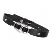 Черный кожаный ошейник со связанными кольцами - Pecado - купить с доставкой в Пензе