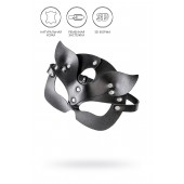 Черная кожаная рельефная маска кошки - Pecado - купить с доставкой в Пензе