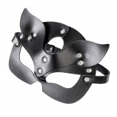 Черная кожаная рельефная маска кошки - Pecado - купить с доставкой в Пензе