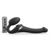 Черный безремневой страпон Multi Orgasm Size S с клиторальной стимуляцией - Strap-on-me - купить с доставкой в Пензе