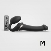 Черный безремневой страпон Multi Orgasm Size M с клиторальной стимуляцией - Strap-on-me - купить с доставкой в Пензе