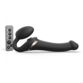 Черный безремневой страпон Multi Orgasm Size M с клиторальной стимуляцией - Strap-on-me - купить с доставкой в Пензе
