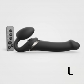 Черный безремневой страпон Multi Orgasm Size L с клиторальной стимуляцией - Strap-on-me - купить с доставкой в Пензе