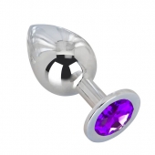 Большой плаг из стали с фиолетовым кристаллом Violet Dream - 9,5 см. - Erotic Fantasy - купить с доставкой в Пензе