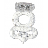 Прозрачное эрекционное кольцо с вибратором  и подхватом - Toyfa Basic - в Пензе купить с доставкой