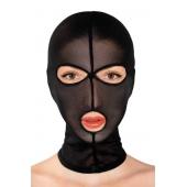 Черная сетчатая маска на голову с отверстиями для глаз и рта - Fetish Tentation - купить с доставкой в Пензе