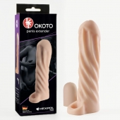 Телесная насадка-удлинитель Okoto со спиралевидным рельефом - 16 см. - Sitabella - в Пензе купить с доставкой